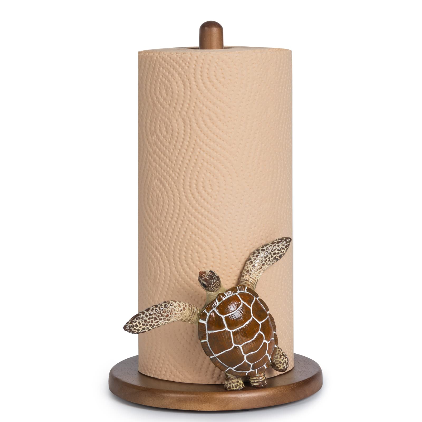 YLOVAN portarrollos papel tortuga marina en encimera, compacto y decorativo para cocinas con tema costero.