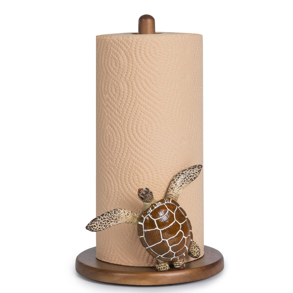 YLOVAN portarrollos papel tortuga marina en encimera, compacto y decorativo para cocinas con tema costero.