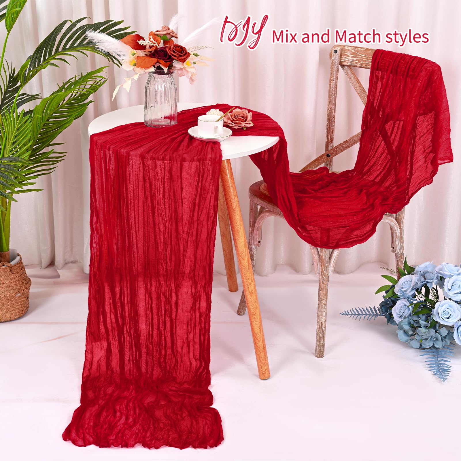 Ducha de bebé decorativa con mantel de gasa roja YMHPRIDE