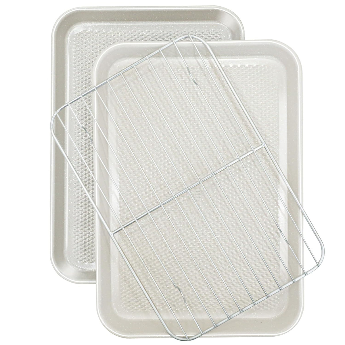 Bandejas Ymiton 9x13 con rejilla para hornear galletas uniformes.