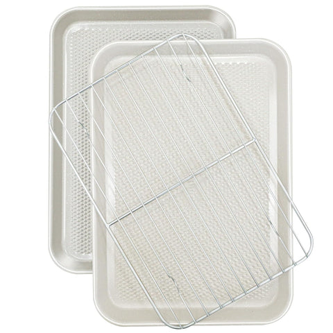 Bandejas Ymiton 9x13 con rejilla para hornear galletas uniformes.