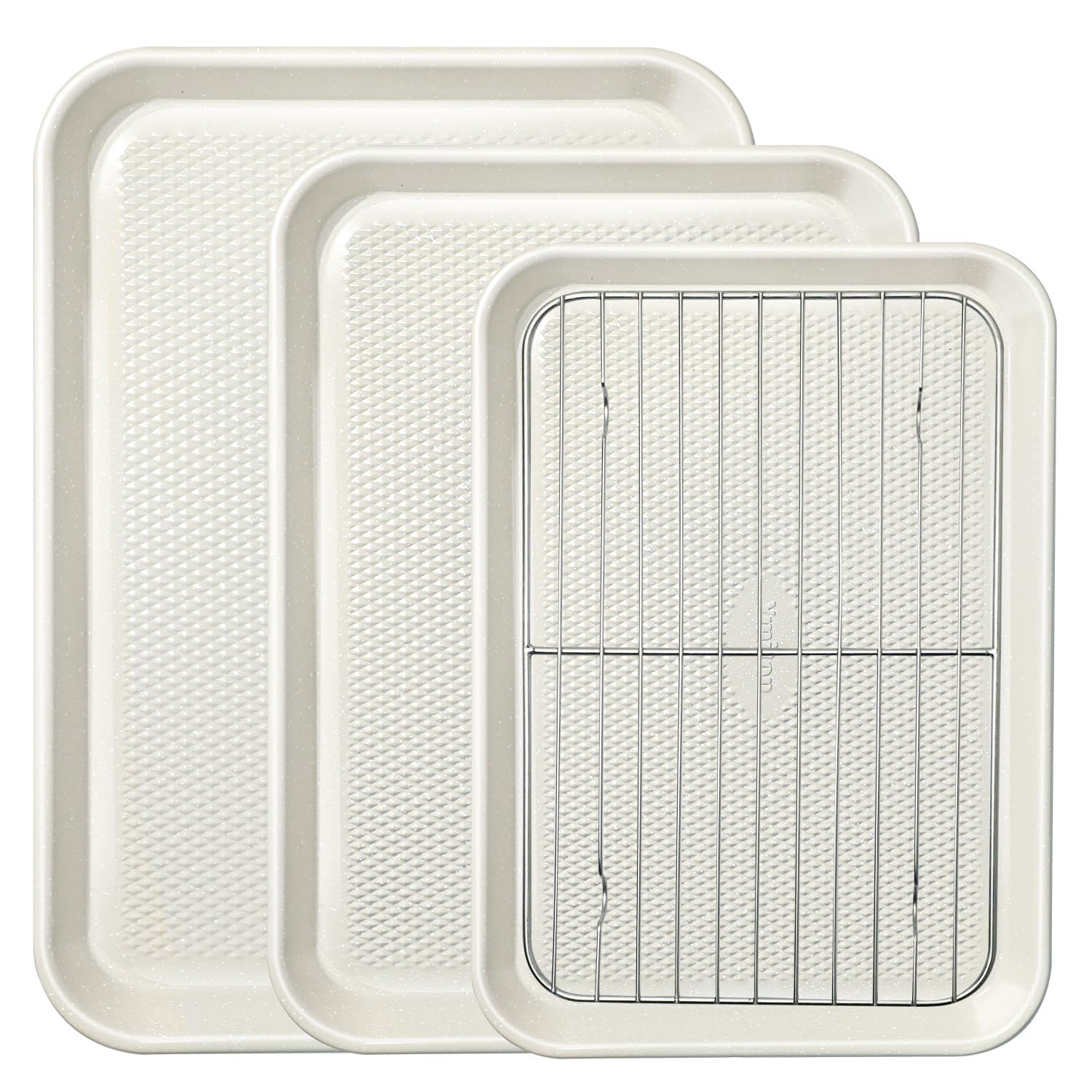 Bandejas Ymiton para horno con rejilla y base diamante favorece cocción uniforme