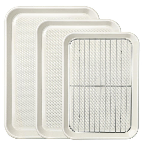 Bandejas Ymiton para horno con rejilla y base diamante favorece cocción uniforme