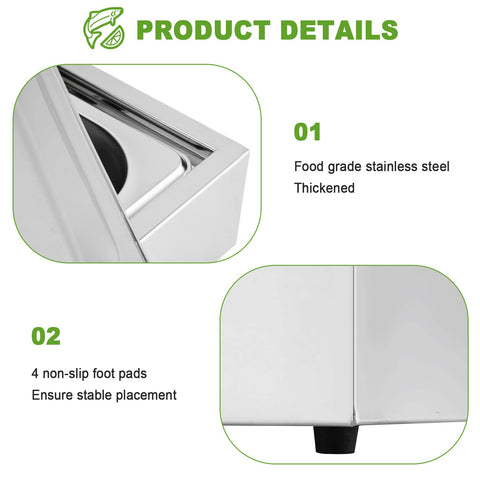 Acero inoxidable de grado alimentario para mayor durabilidad.