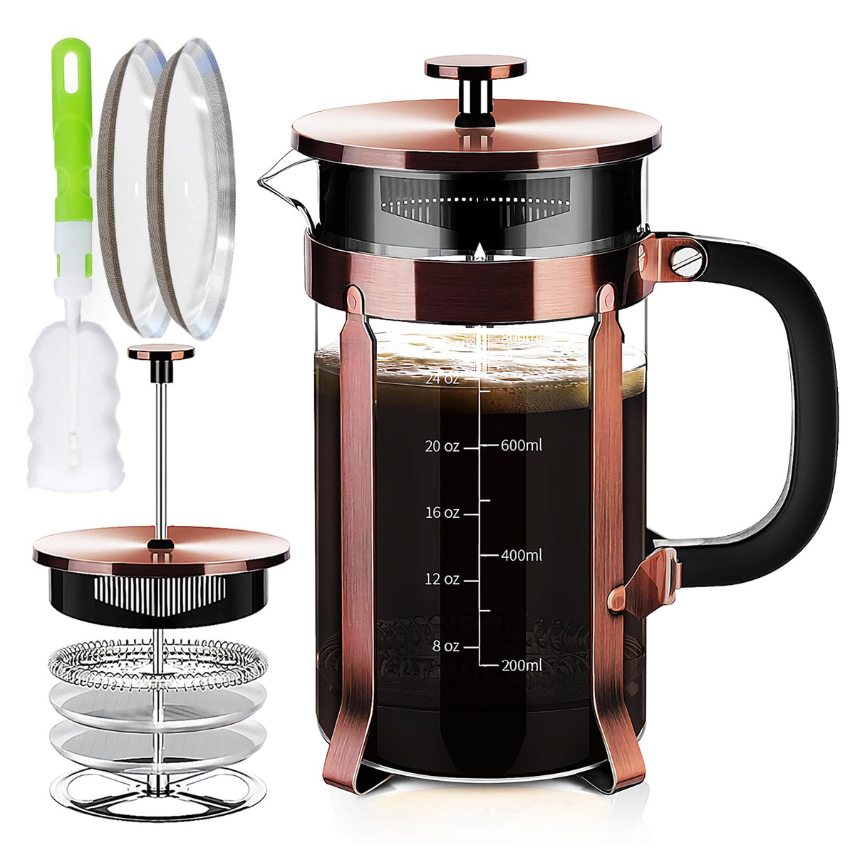 Prensa Francesa YMMIND en acero 304 para café suave y aromático.