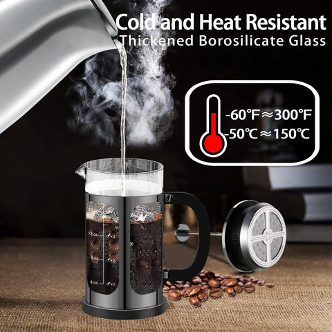 Sistema de 4 filtros de acero inoxidable de YMMIND para un café más limpio.