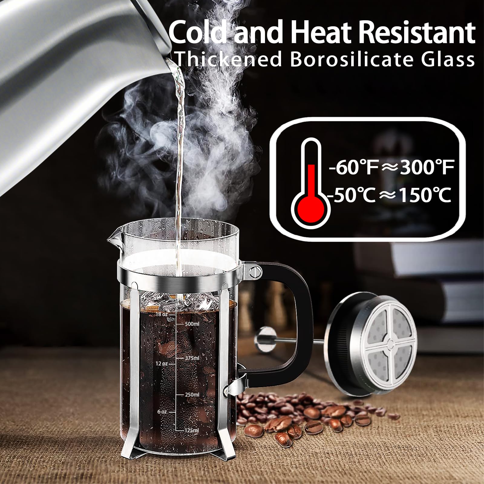 Vaso de vidrio borosilicato resistente al calor, 12 onzas.