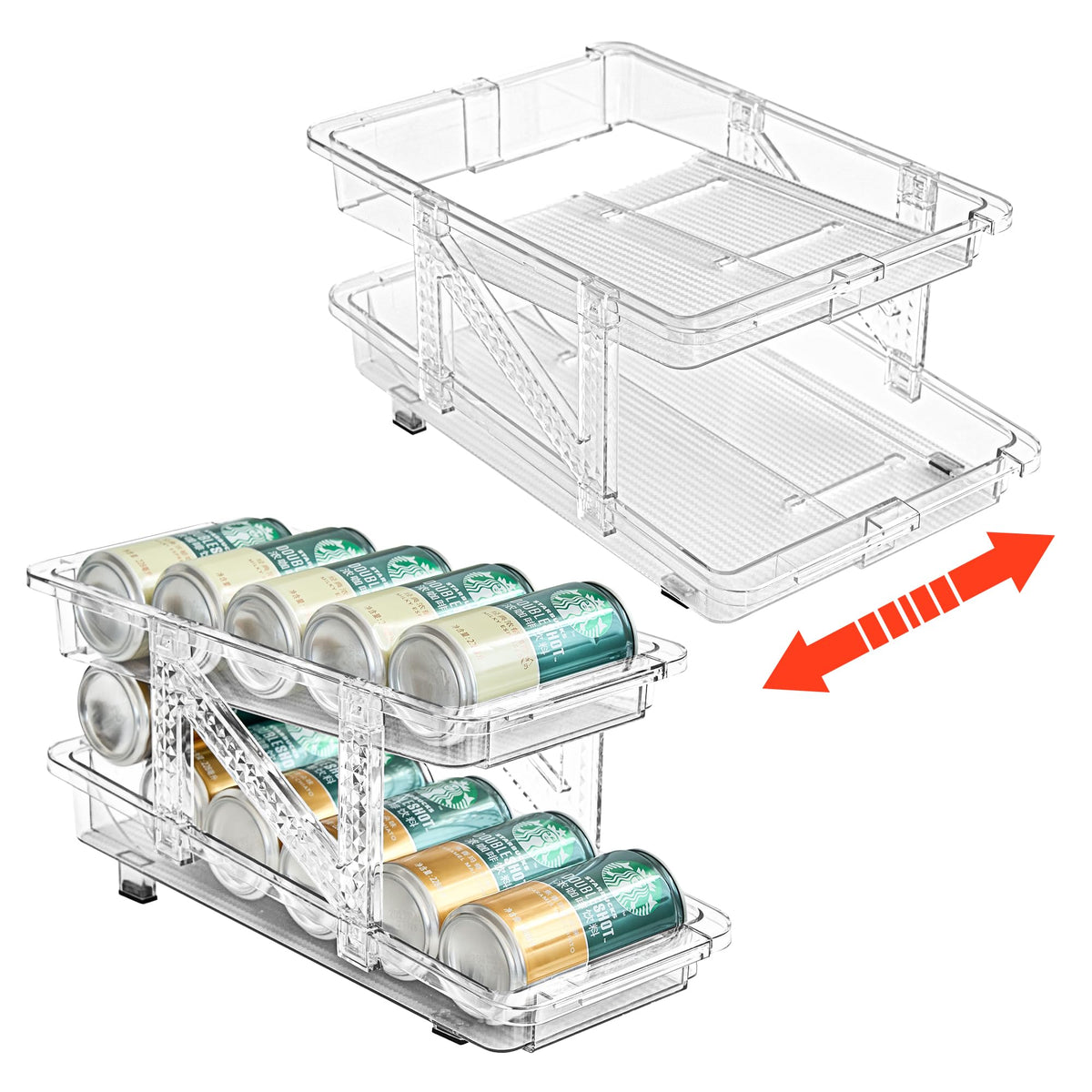 Ynelyase dispensador de latas para refrigerador, claro y fácil de ver el nivel de bebidas.