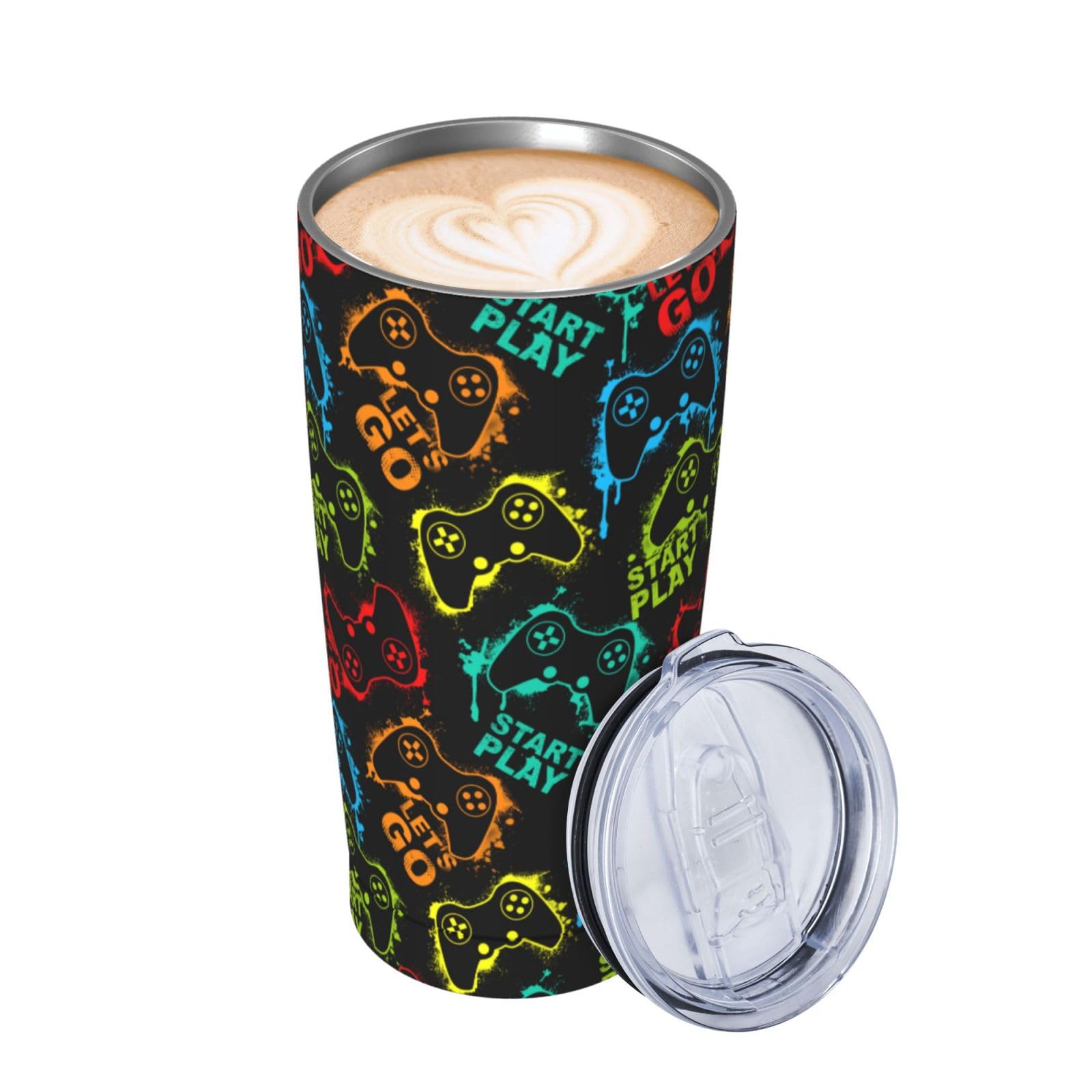 Yobvec Tumbler Gamer con boquilla-amplia para beber entre rondas.