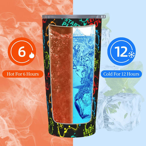 Yobvec Tumbler Gamer con dos pajillas para usar con o sin tapa.