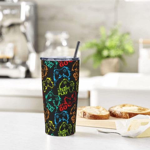 Yobvec Tumbler Gamer interior-plateado-electro-pulido facilita limpieza y durabilidad.