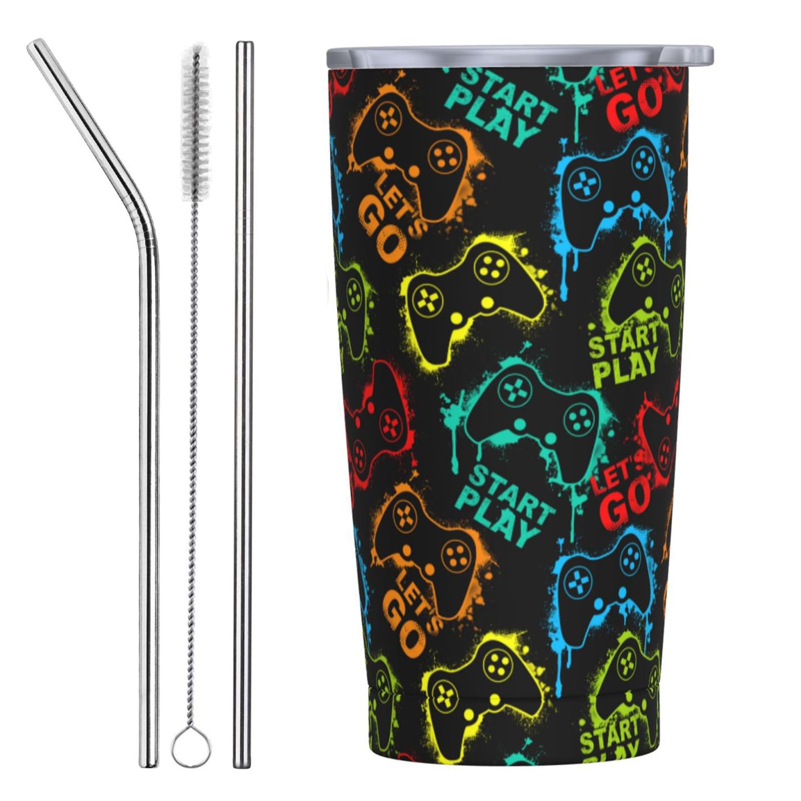 Yobvec Tumbler Gamer con tapa-silicona evita derrames durante partidas intensas.