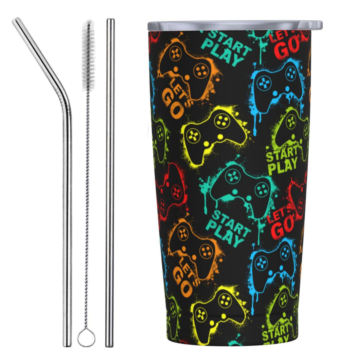 Yobvec Tumbler Gamer con tapa-silicona evita derrames durante partidas intensas.