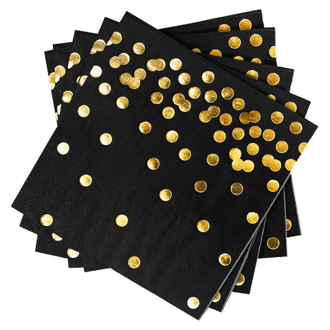 Servilletas YOCHANDA confeti dorado, 100 piezas, ideales para fiestas elegantes.