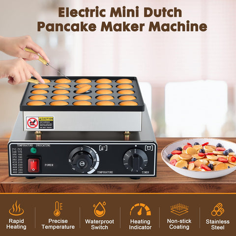 YODHOSA mini máquina poffertjes, diseno compacto, ideal para cocinas pequeñas.