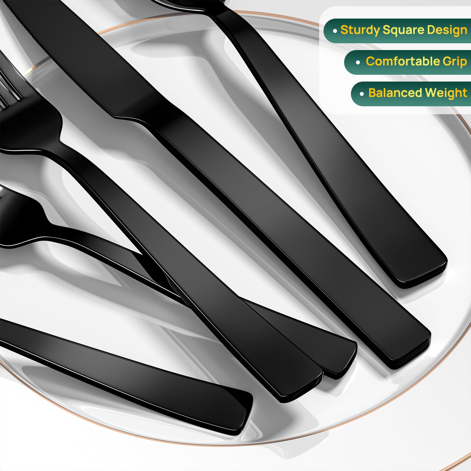 Yoehka cubiertos negro ideal para fiestas y eventos