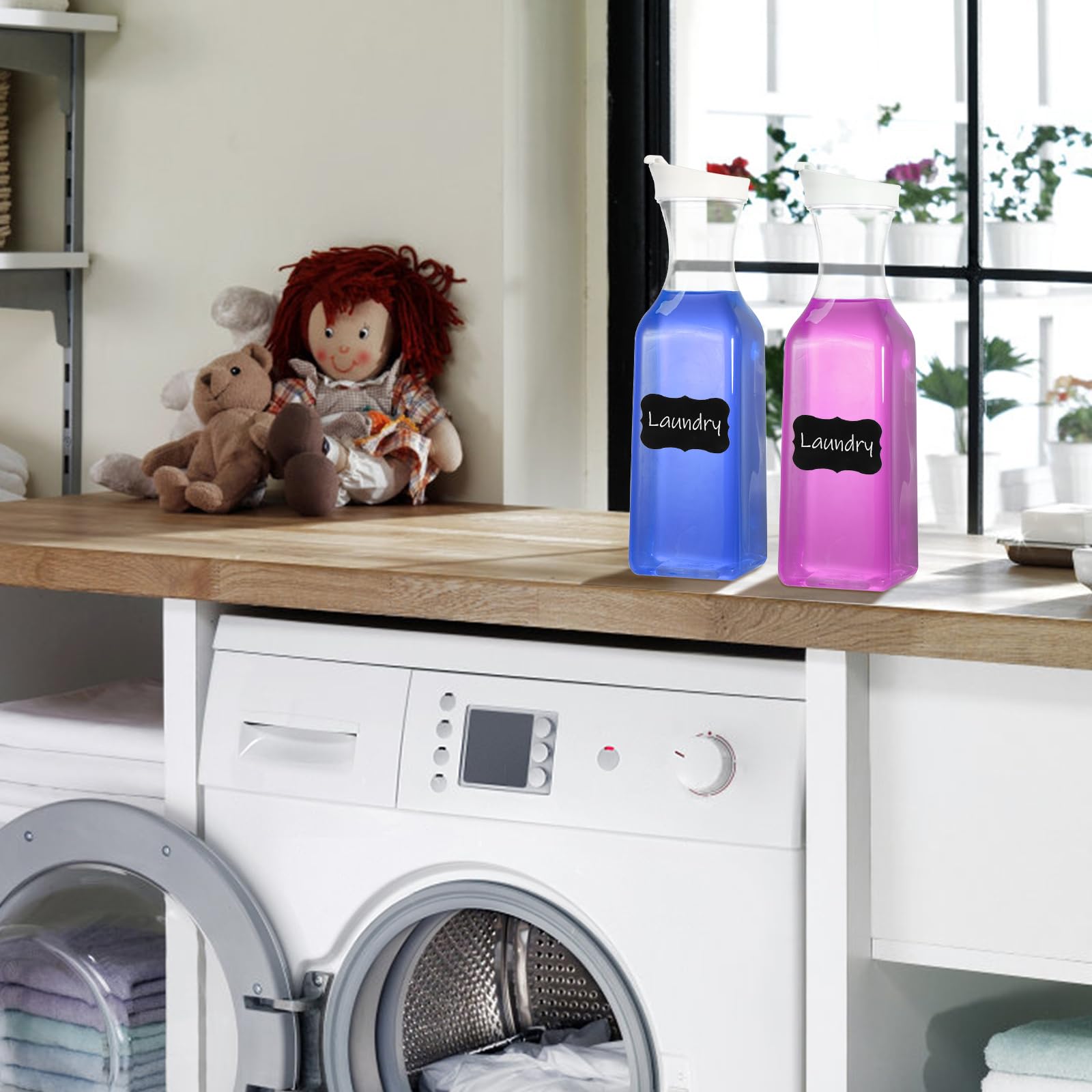 Jarra Youeon apta para dispensar detergente y suavizante en casa.