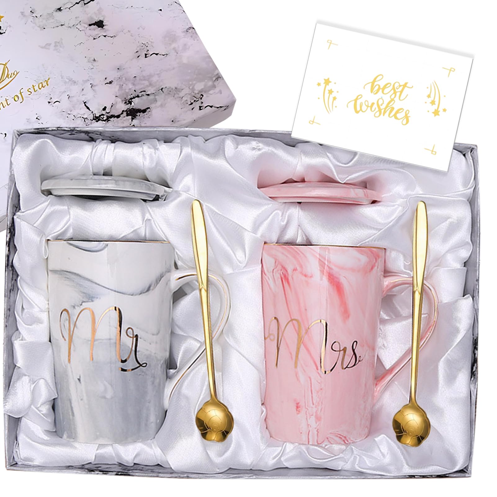 Tazas YOETTE Sr y Sra 14oz en gris y rosa para café diario en pareja