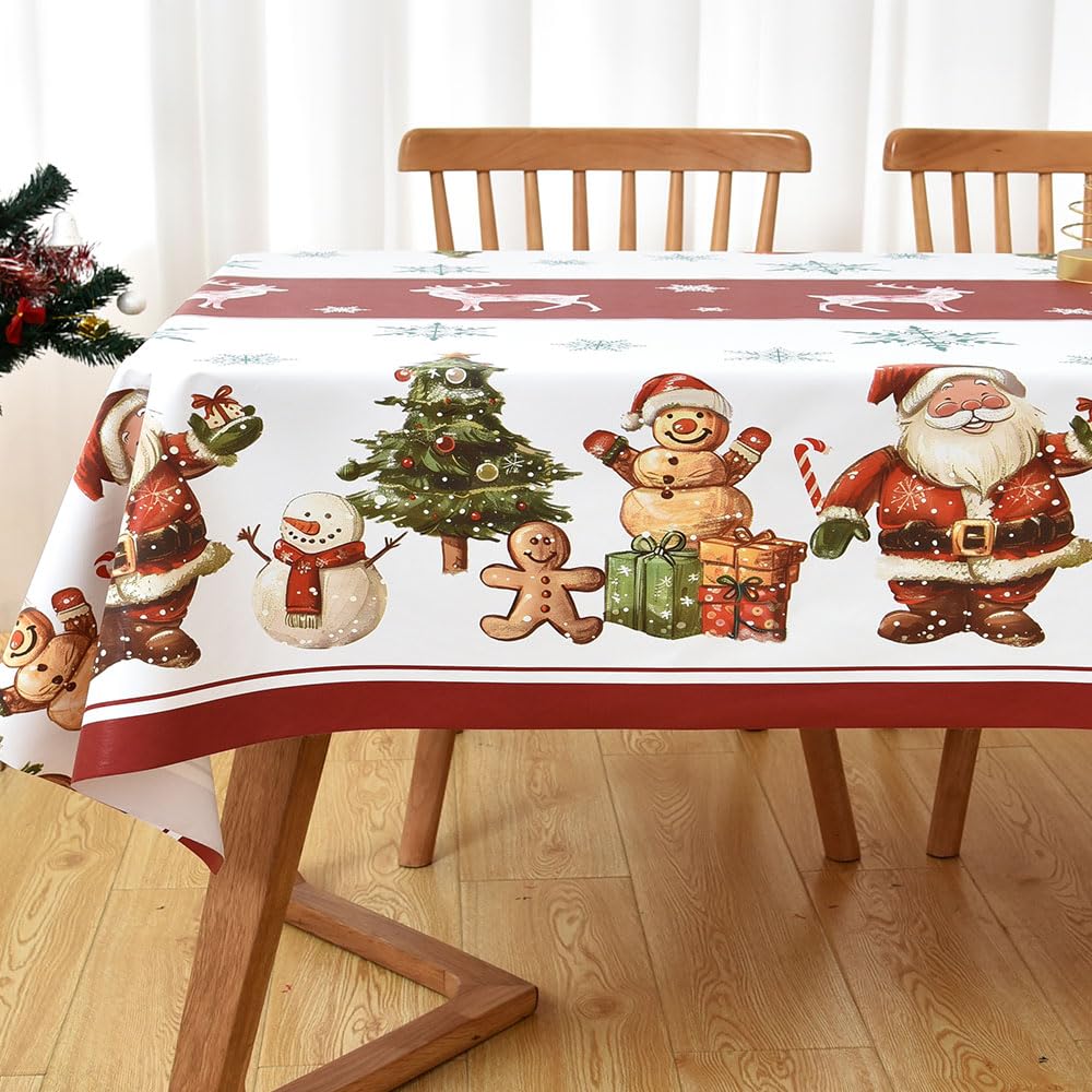 Mantel navidad rectangular rojo de Yofori, facil limpieza y mantenimiento.
