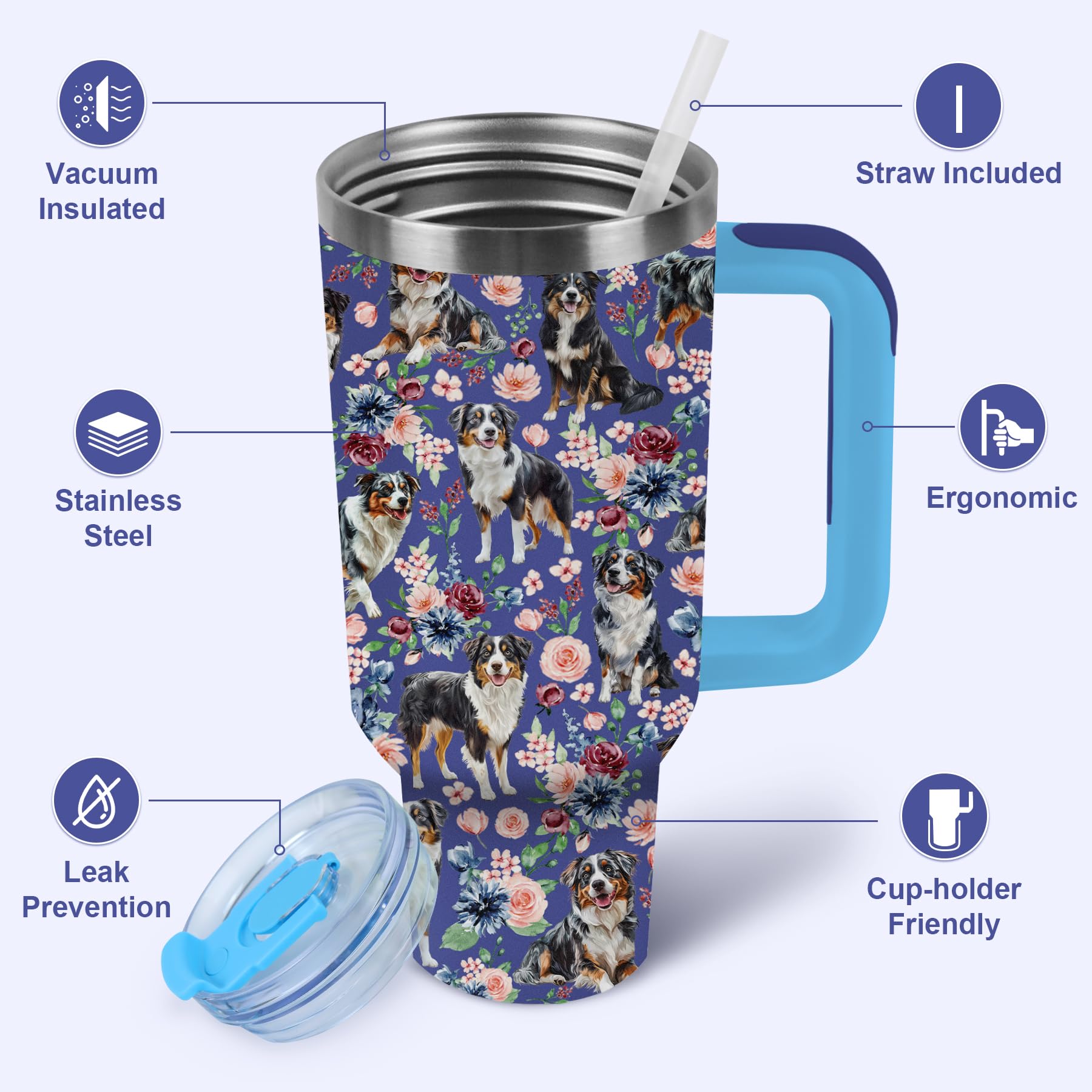 Taza termo Yogusut de acero inoxidable para amantes de perros, duradera.