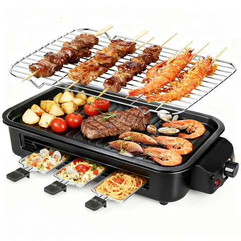 YOHAWJAN 2 en 1 grill interior con malla para asados sin humo.