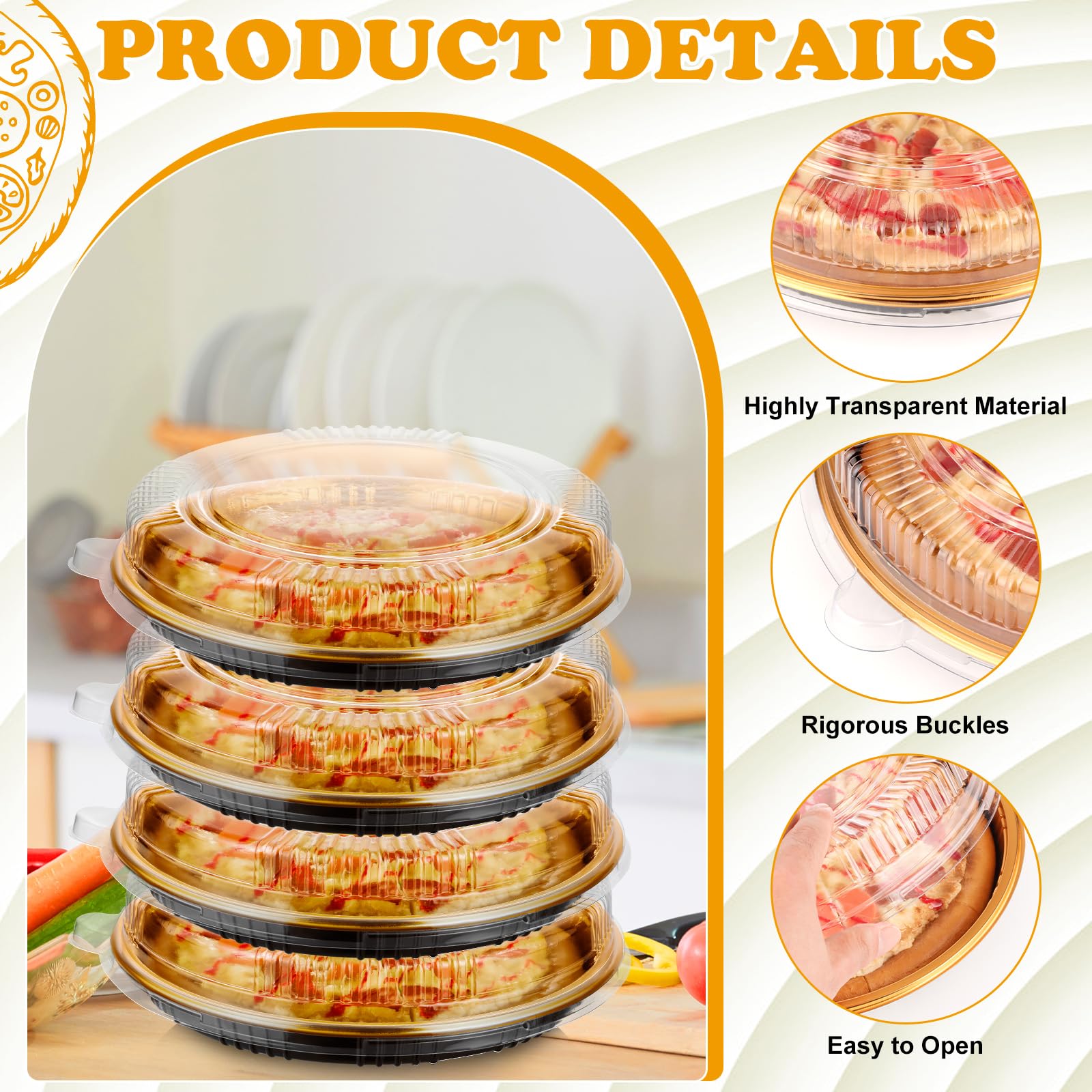 Envase redondo Yoiemivy de 9 pulgadas, plástico seguro para alimentos.