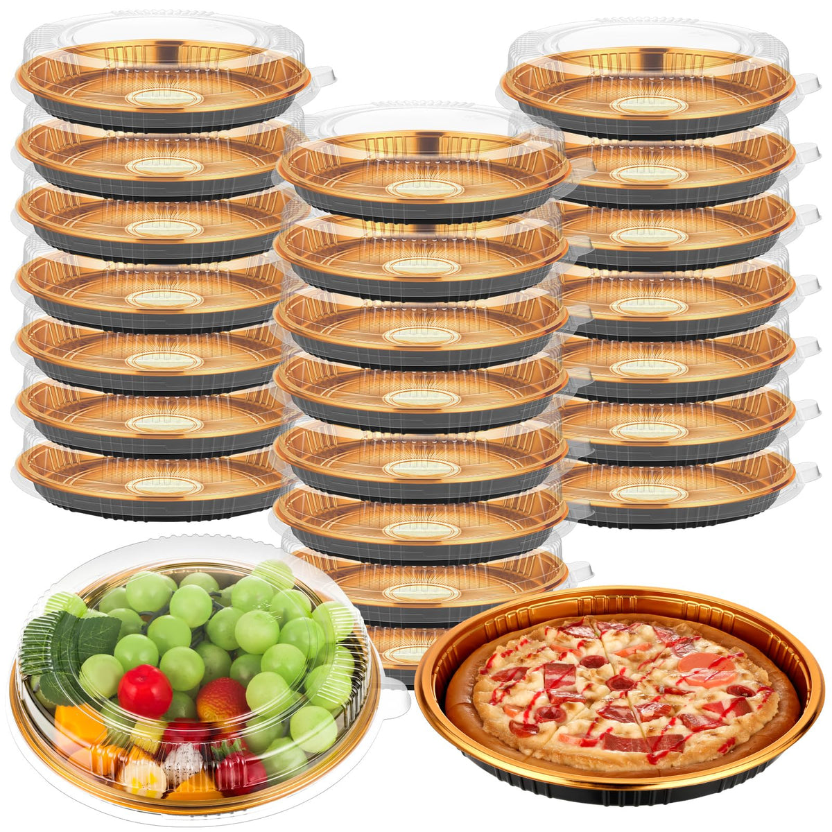 Portapie desechable Yoiemivy de 9 pulgadas con tapa clara para servir pasteles.