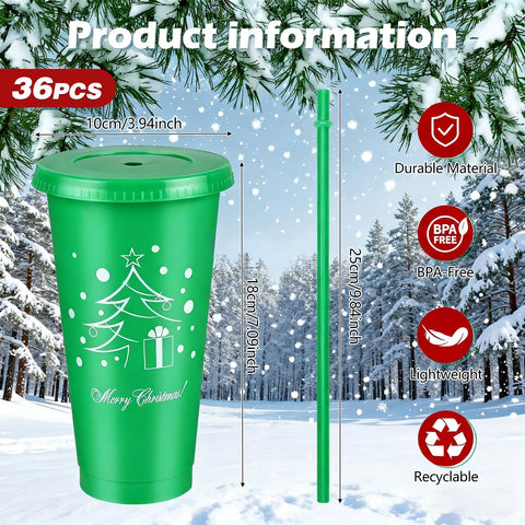 Conjunto de 36 copas navideñas en verde y blanco para reuniones