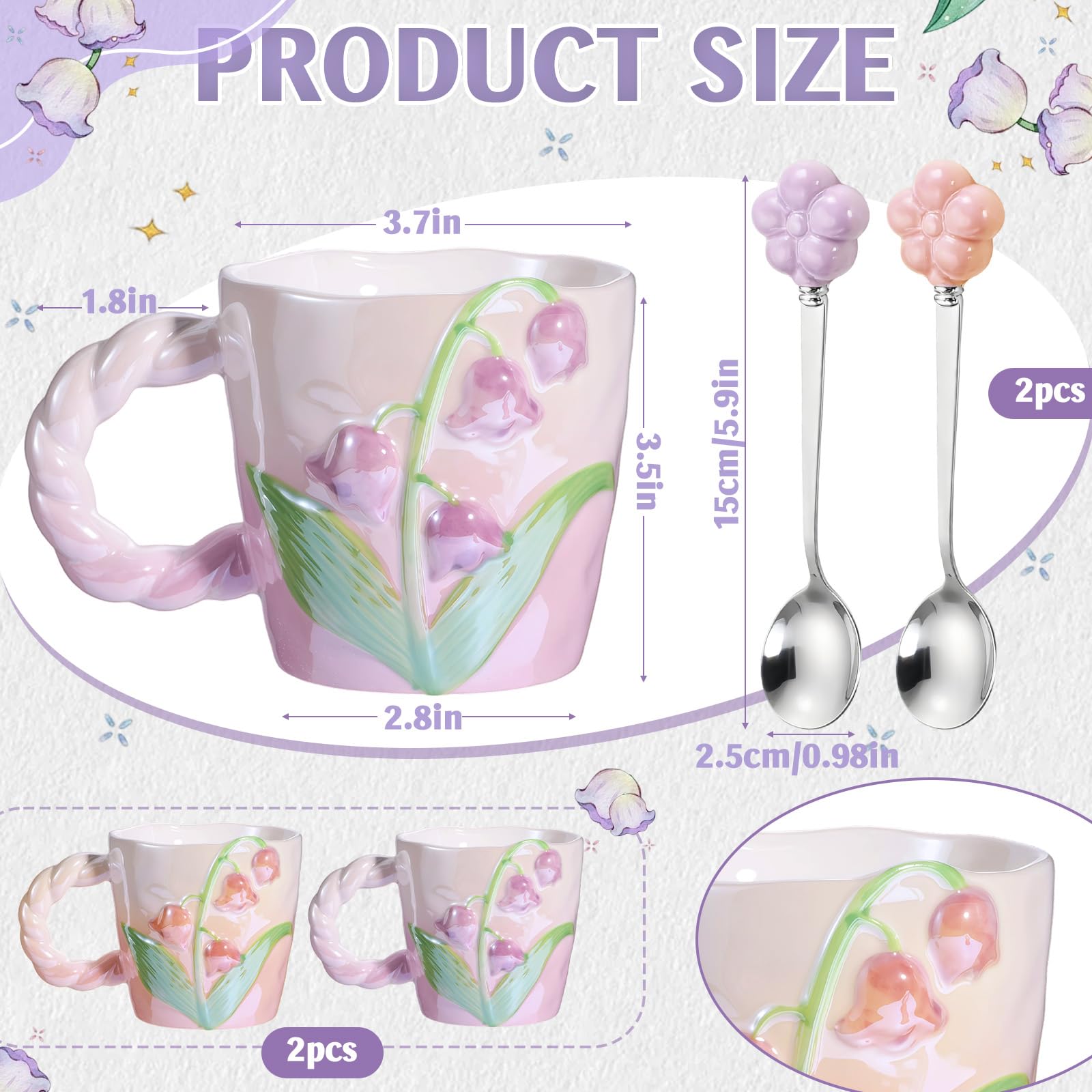 Taza Yoiemivy con asa torcida 3D, agarre cómodo para café.