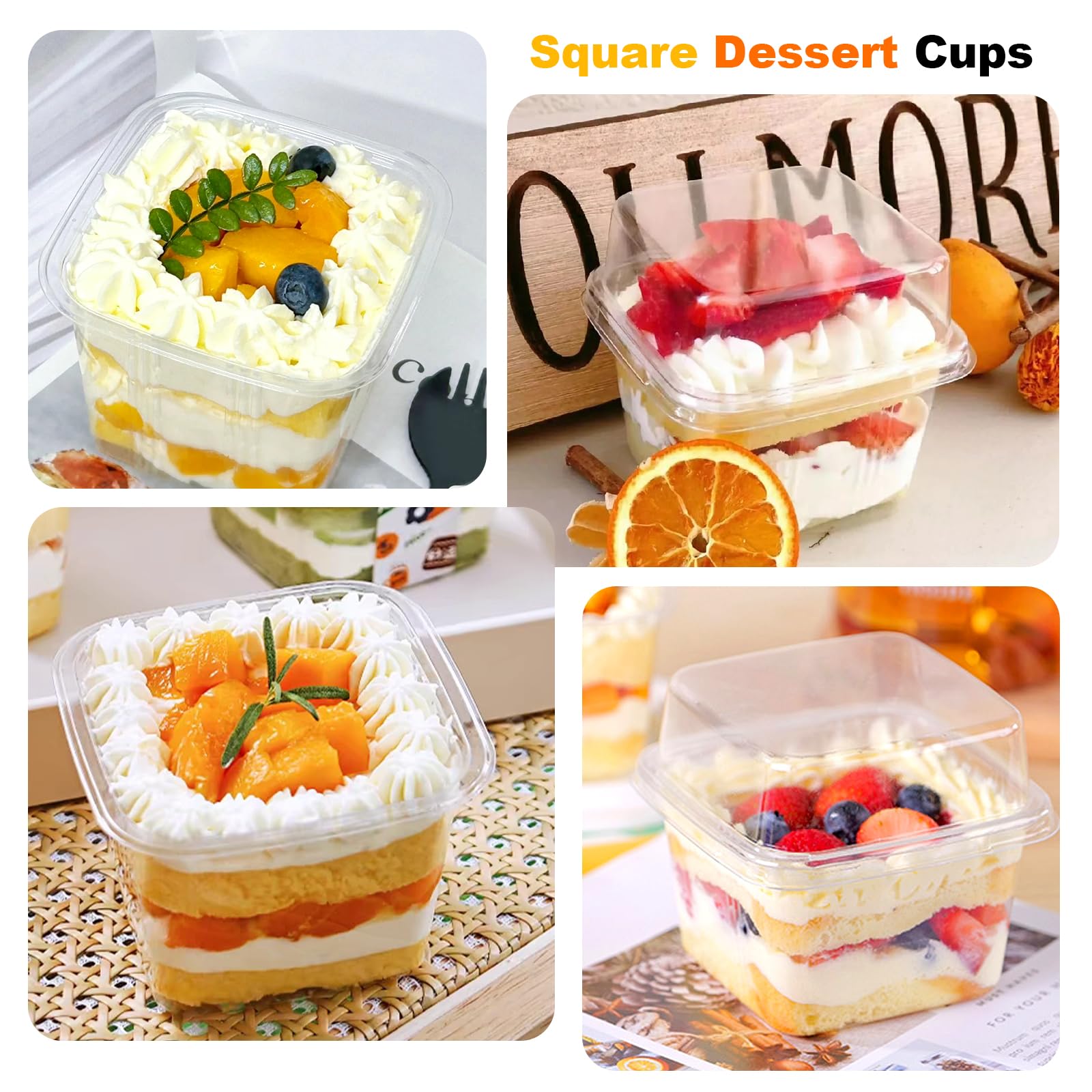 Copa de postre para frutas y toppings, ideal para refrigeración.