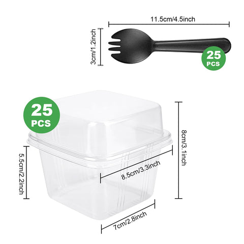 Copa de postre YOIYINI con tapa integrada y cuchara para transporte seguro.