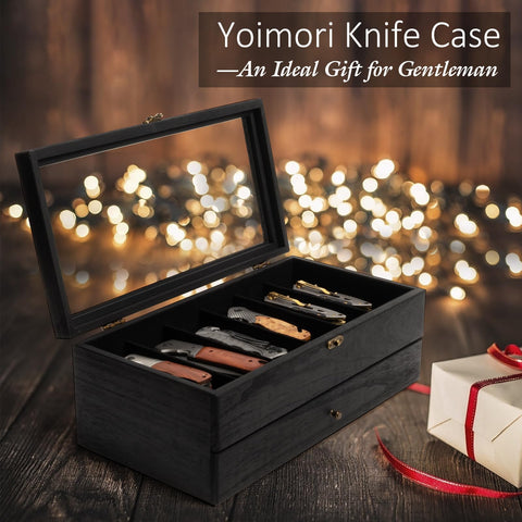 Yoimori caja-cuchillos acabado negro elegante y discreta para exhibición