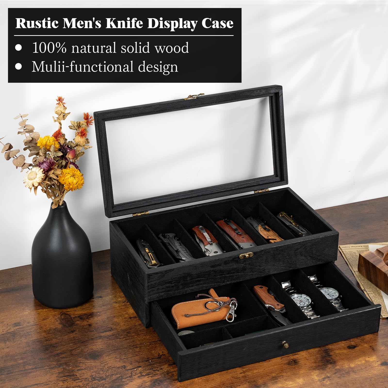 Yoimori caja en madera maciza para custodiar colección de cuchillos con elegancia