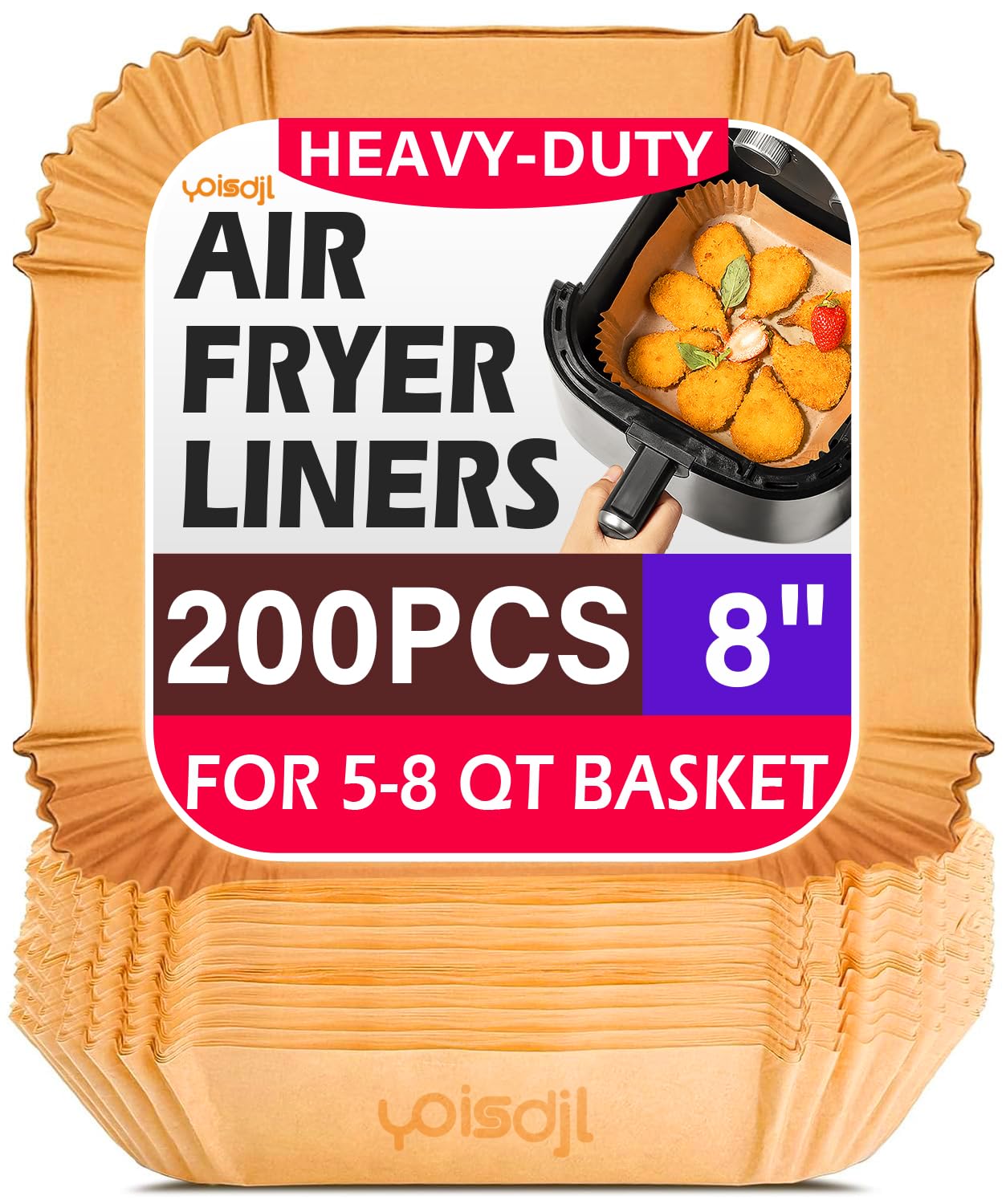 Liner YOISDJL para freidora de aire de 8 pulgadas, ajuste perfecto para cocción limpia