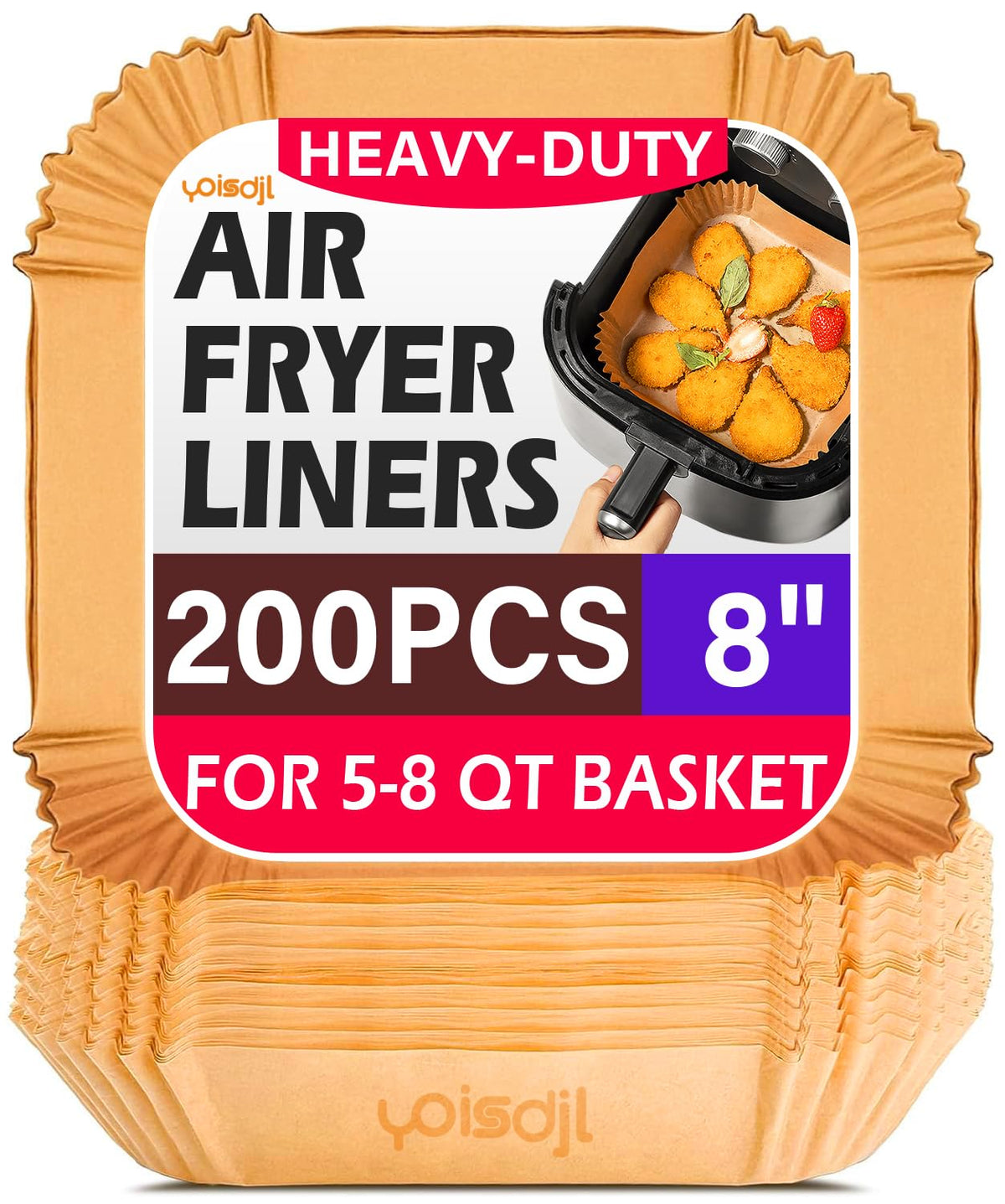 Liner YOISDJL para freidora de aire de 8 pulgadas, ajuste perfecto para cocción limpia