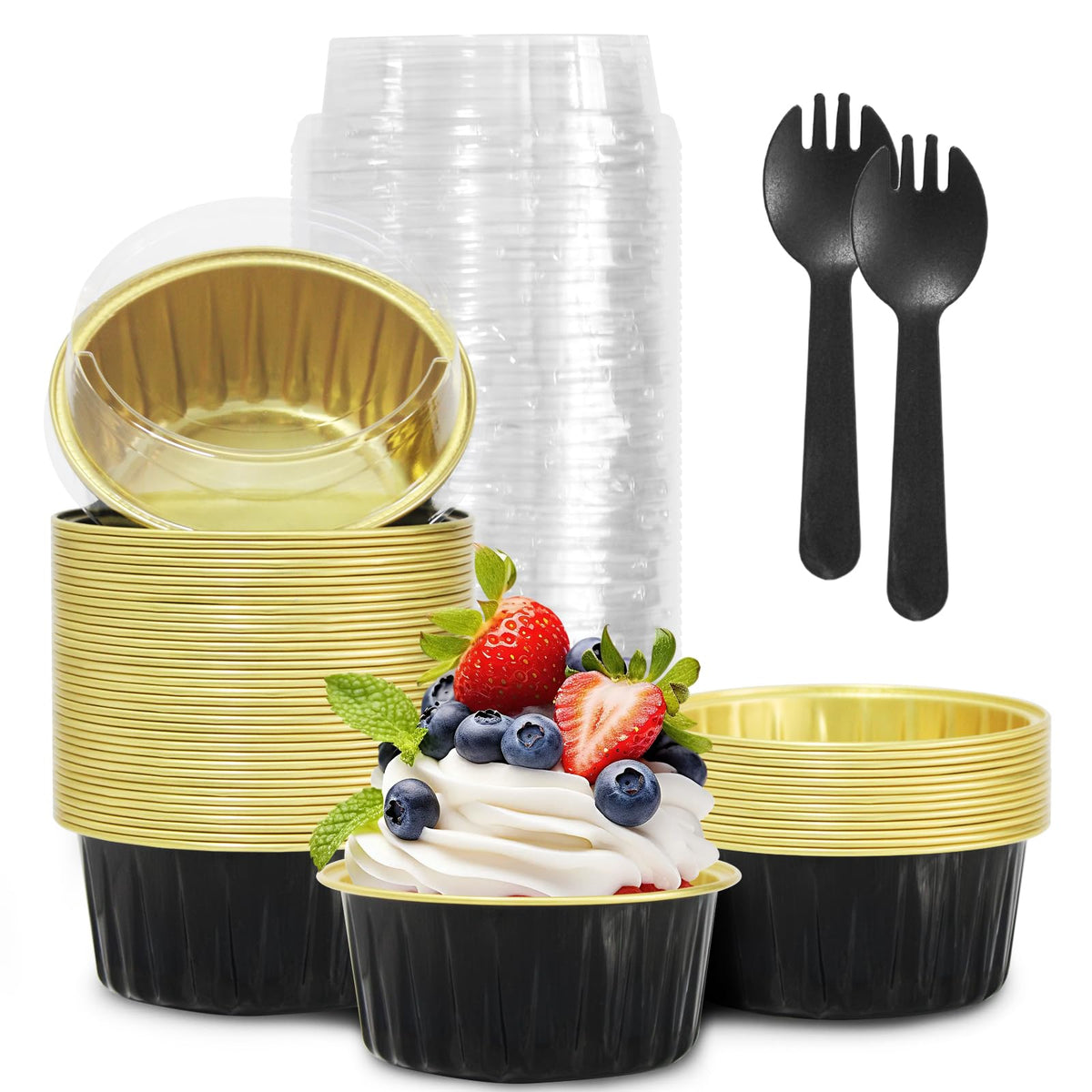 YOIYINI graduacion mini cupcakes de aluminio con tapas 5oz