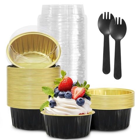 YOIYINI graduacion mini cupcakes de aluminio con tapas 5oz