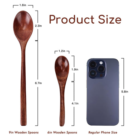 Cucharas de madera YOLO CGC de 6 pulgadas, ideales para comer y batir bebidas.