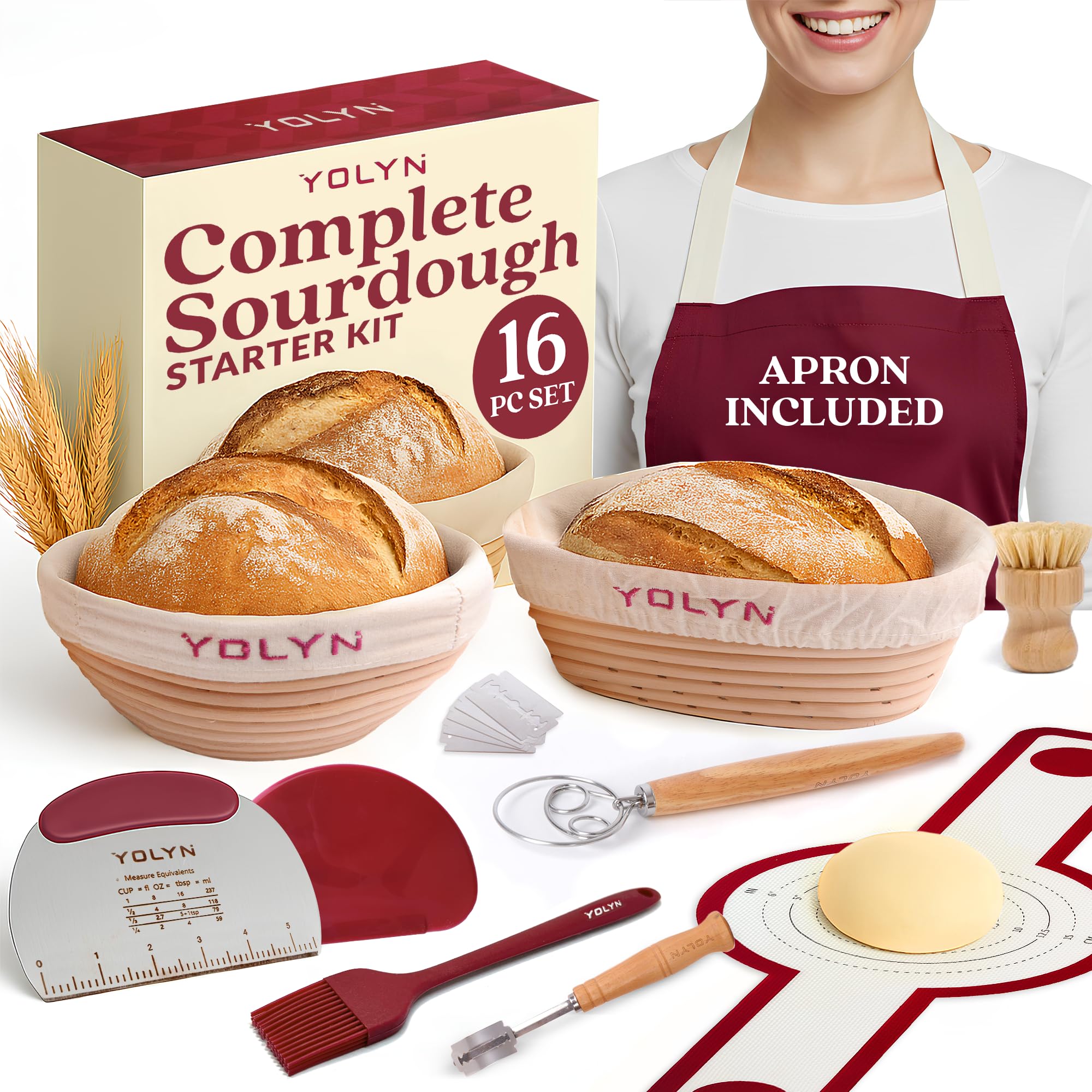 YOLYN banneton redondo de 9 pulgadas para fermentación uniforme