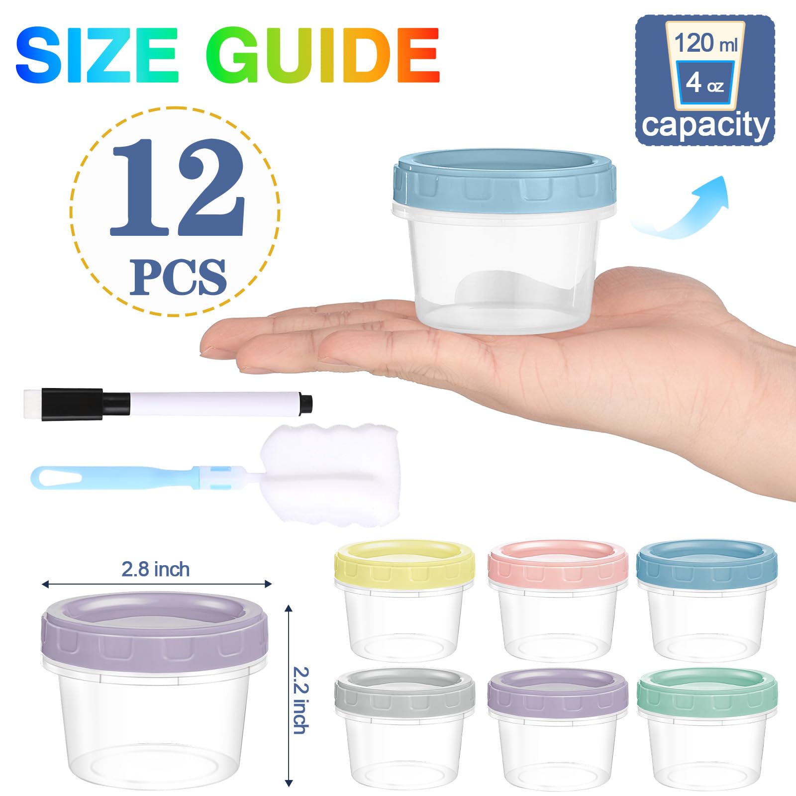 Yomarket 4oz contenedores incluye bolígrafo para rotular el contenido.