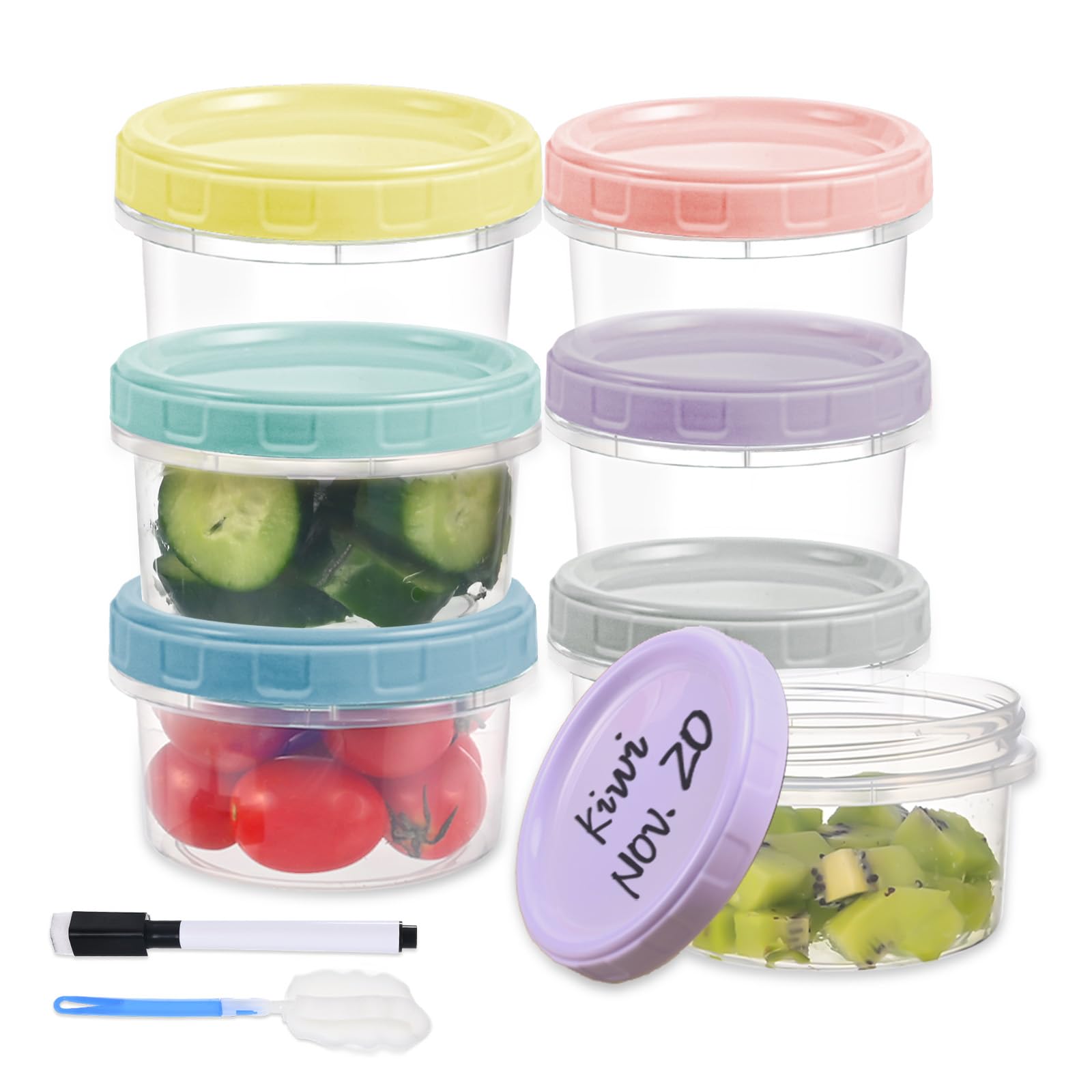 Conjunto de contenedores 8 oz con tapa rosca de Yomarket para snacks y porciones.