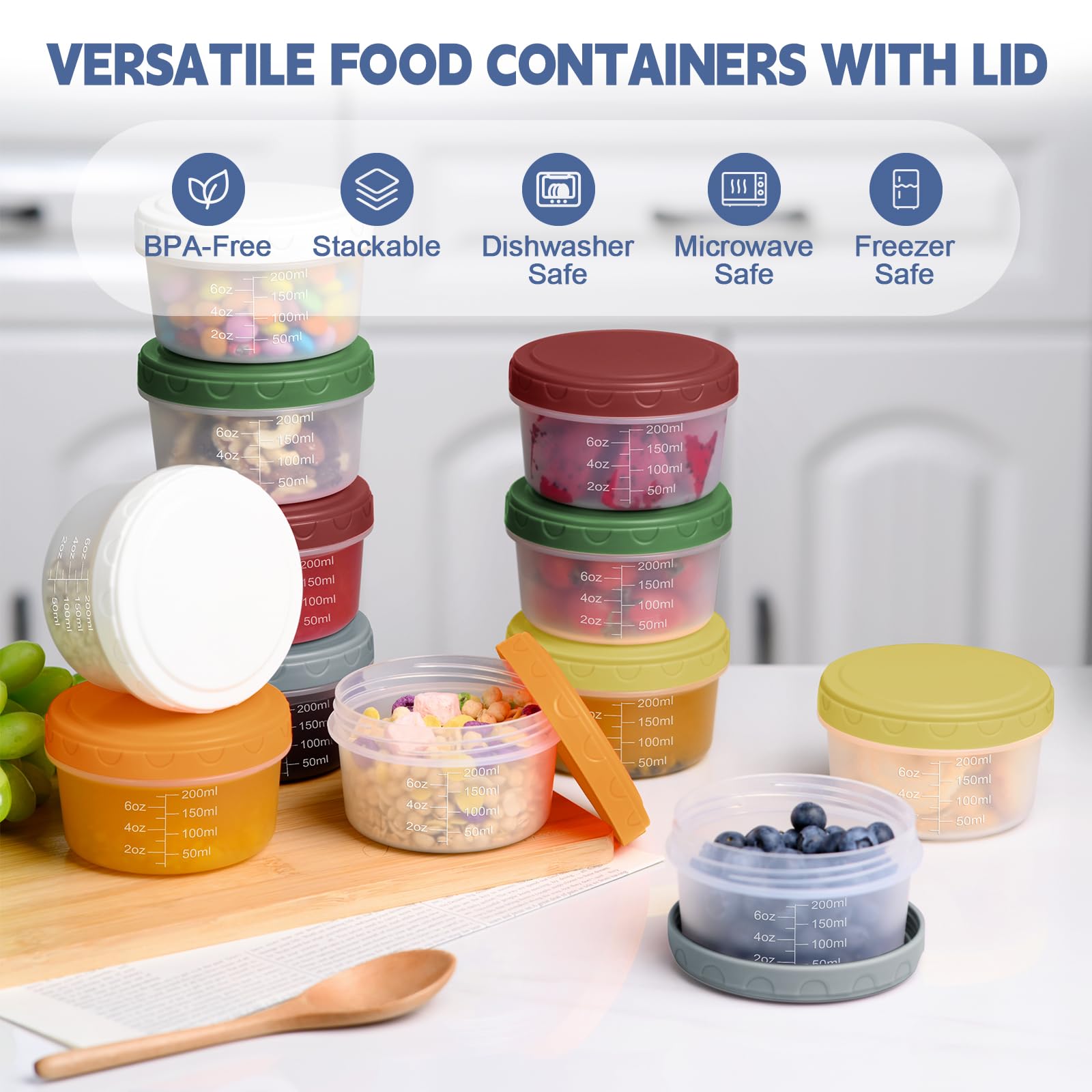 Yomarket contenedores transparentes para uso diario y fácil distinción de condimentos