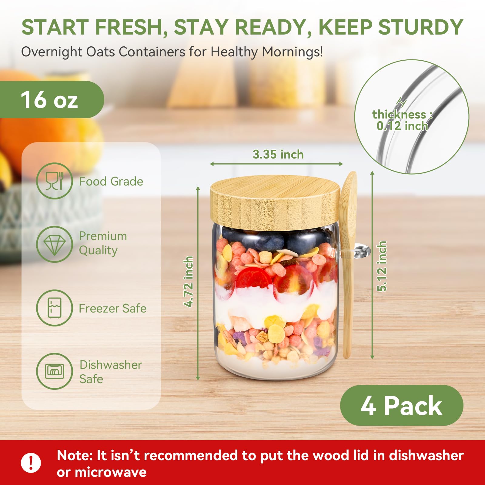 Set de 4 frascos Yomarket, almacenamiento versátil para casa.