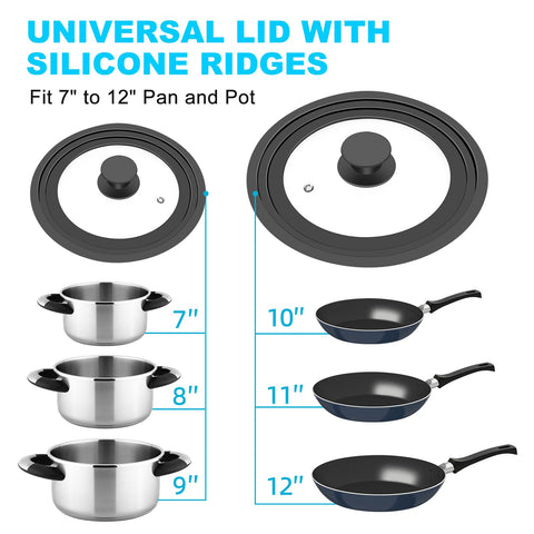 Tapa universal YOMUME para sartenes 7–9 pulgadas con sellado estable