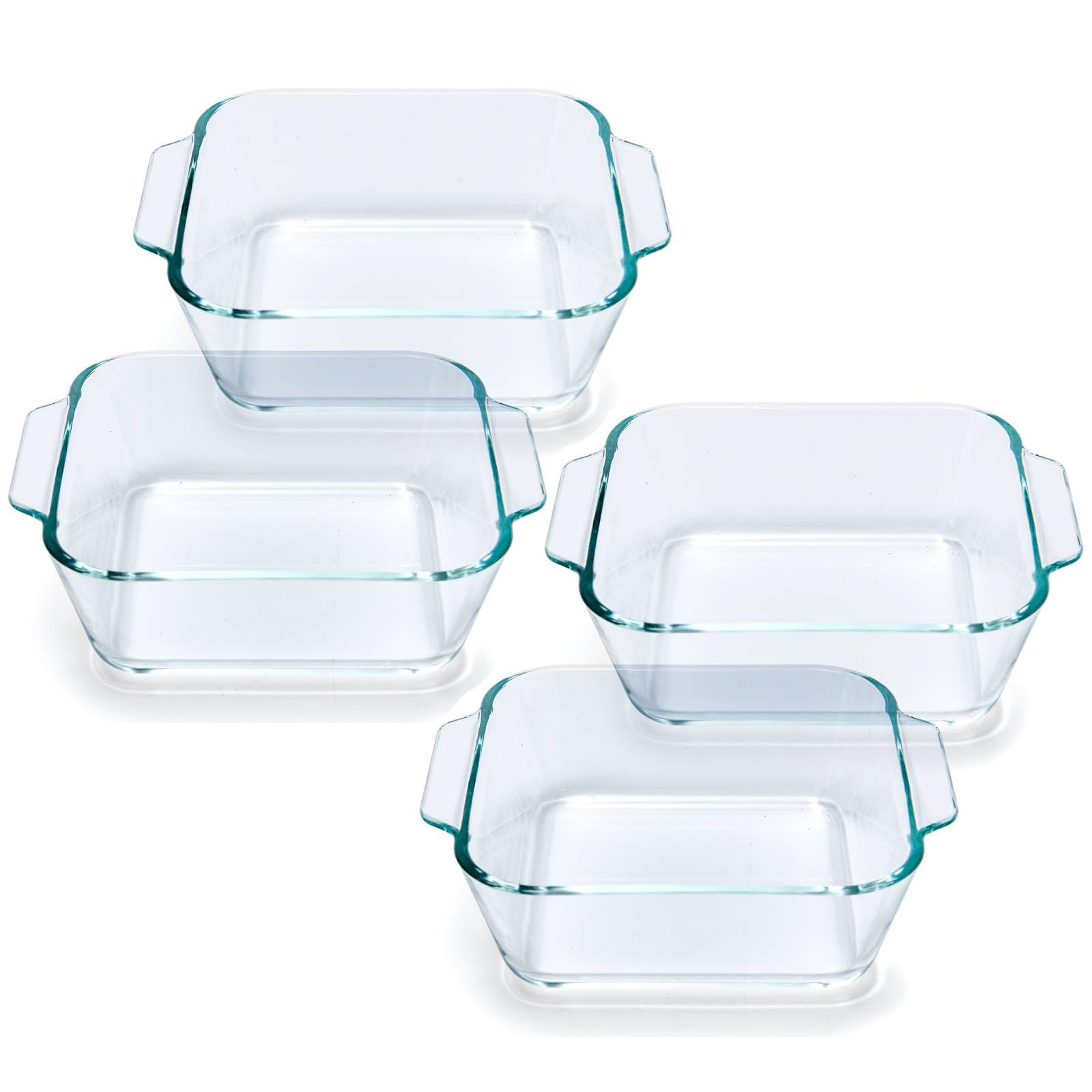 Cazuelas de vidrio Yomvzake cuadrado de 5 pulgadas para porciones individuales listas para horno