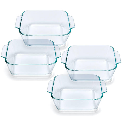 Cazuelas de vidrio Yomvzake cuadrado de 5 pulgadas para porciones individuales listas para horno