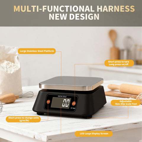 Yoncon balanza de cocina digital, fácil limpieza con superficie de acero inoxidable.