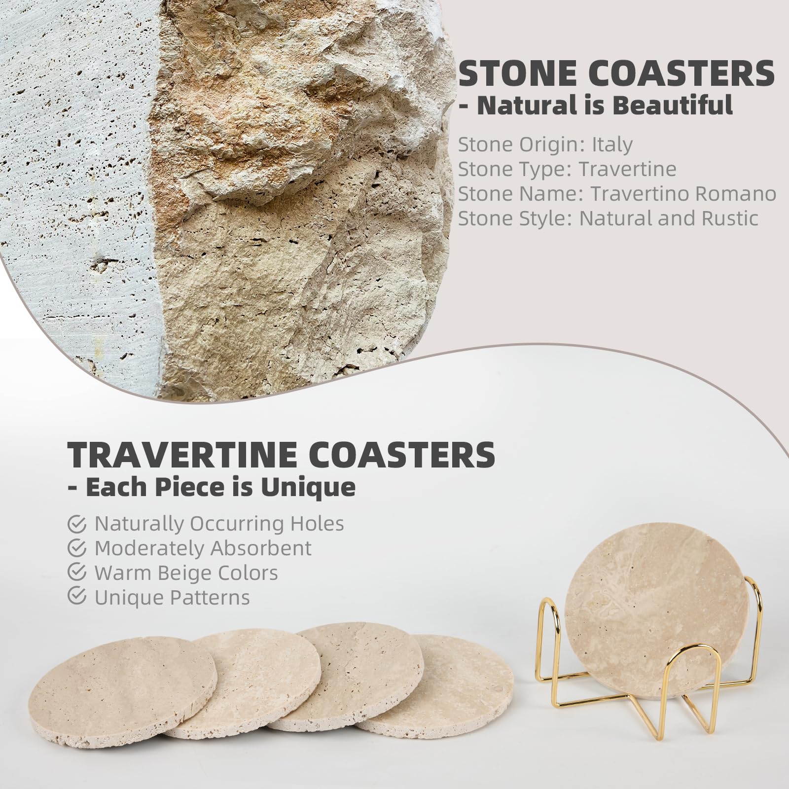 YONGHEE posavasos travertino italiano acabado liso para estilo sofisticado