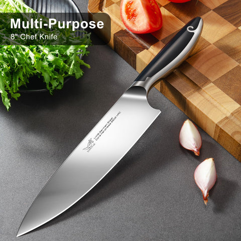 Corte de carne preciso con cuchillo Yonovak Chef 8 pulgadas para resultados uniformes.