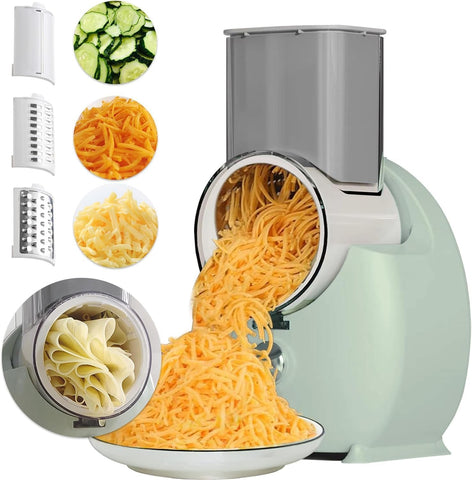 YonQu rallador eléctrico triturando queso para comidas rápidas y consistentes.